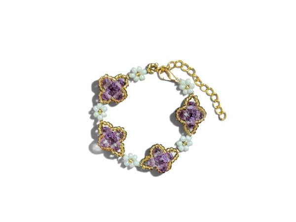 Four Leaf Clover Bracelet (with flowers)