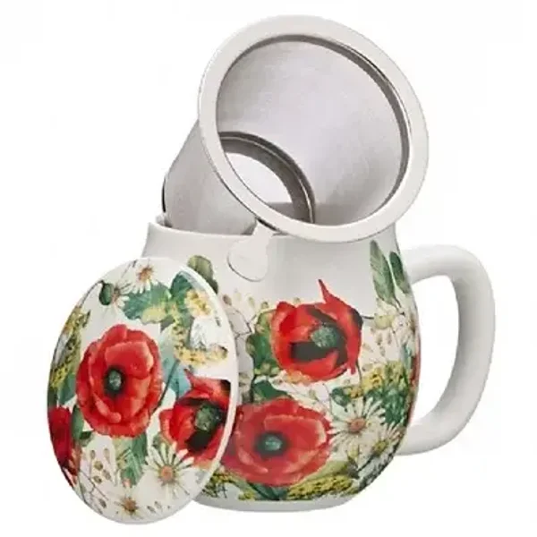 Bouquet theemok met filter en deksel, Papaver