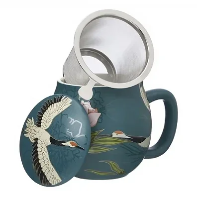 Kimono theemok met filter en deksel, Donkergroen