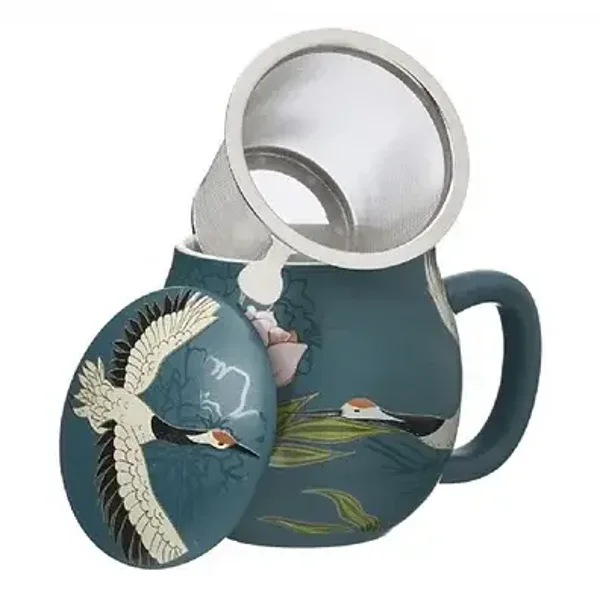 Kimono theemok met filter en deksel, Donkergroen