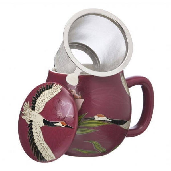 Kimono theemok met filter en deksel, Pruimrood