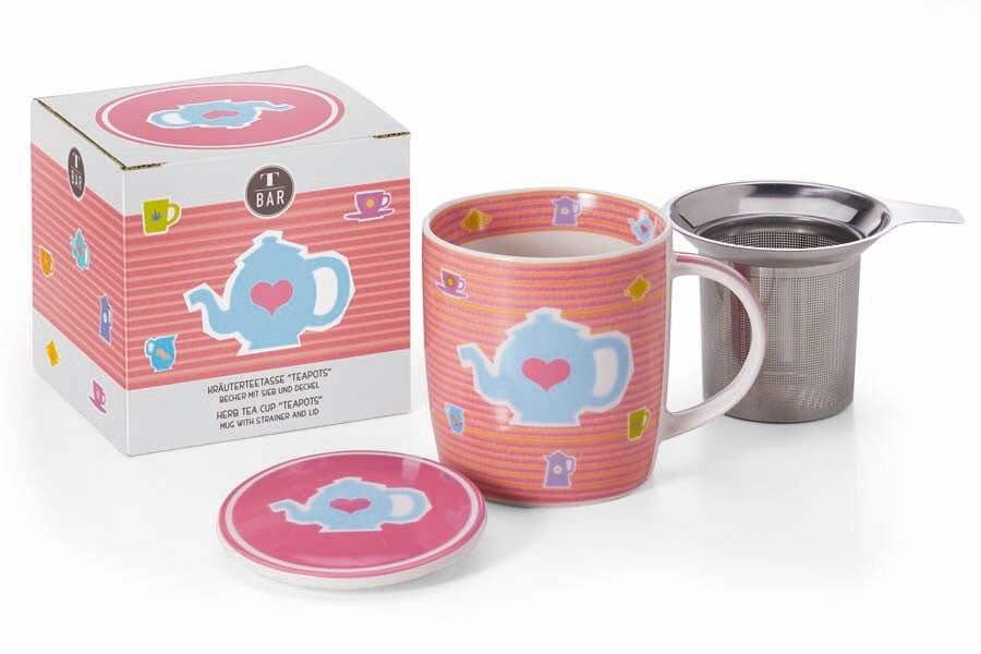 Roze theemok met theekannetje erop