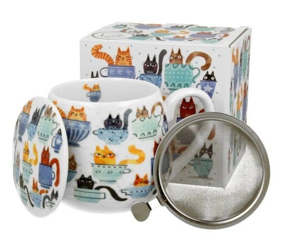 Cat mok met infuser (beige)