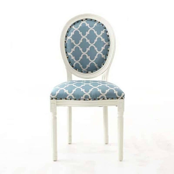 blue pattern upholstered dinning chair