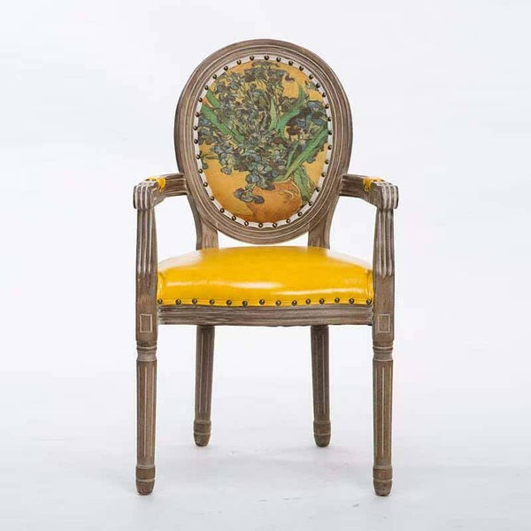 Yellow leather arm chairs