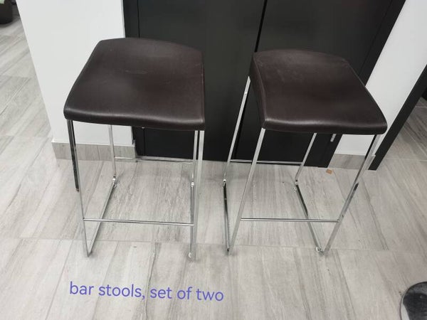 Counter height bar stools,black faux leather,cushioned with Chrome base