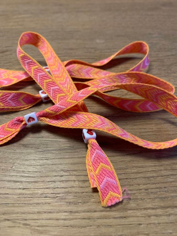 Roze en geel streepjes Lind armband