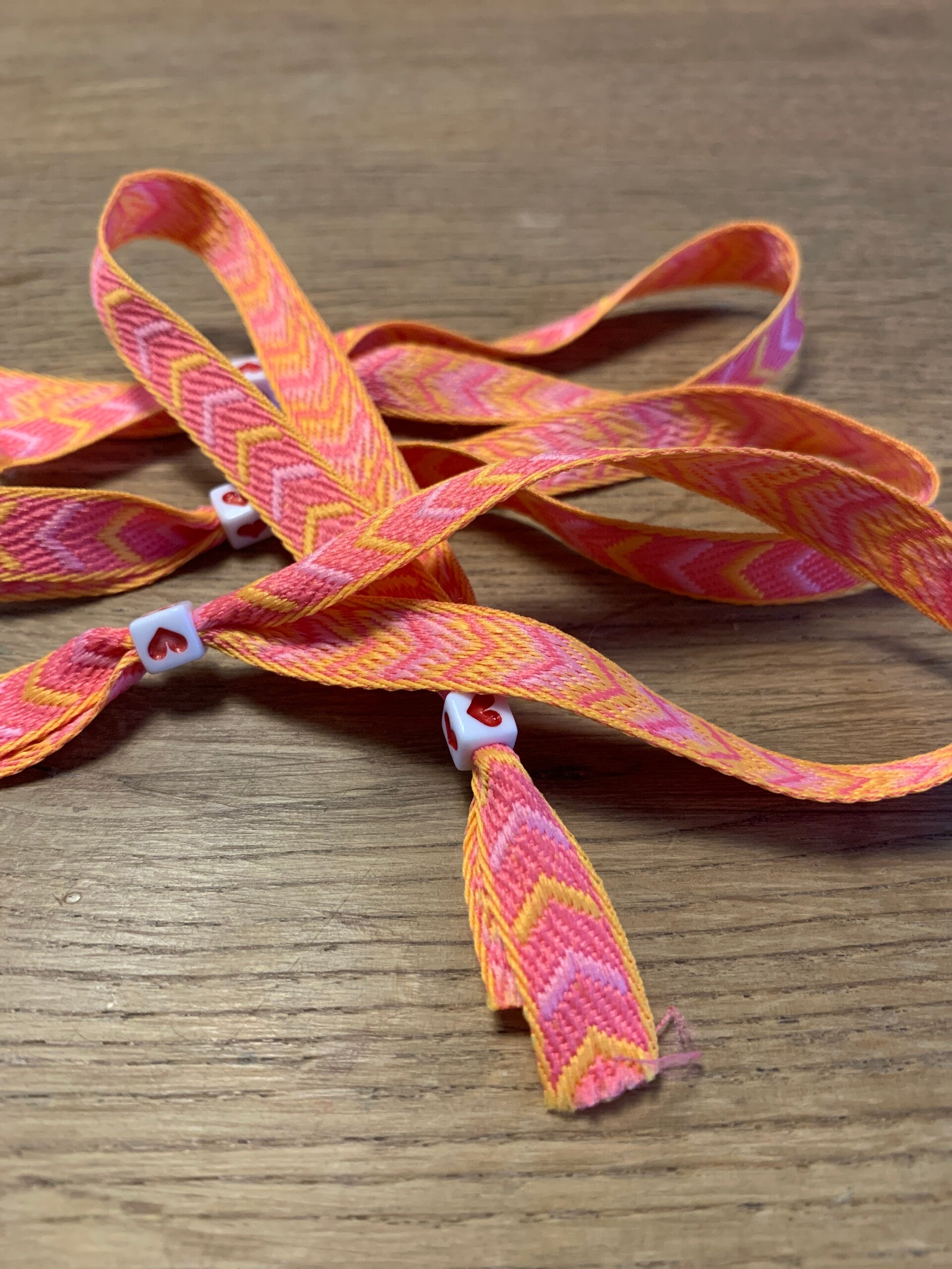 Roze en geel streepjes Lind armband