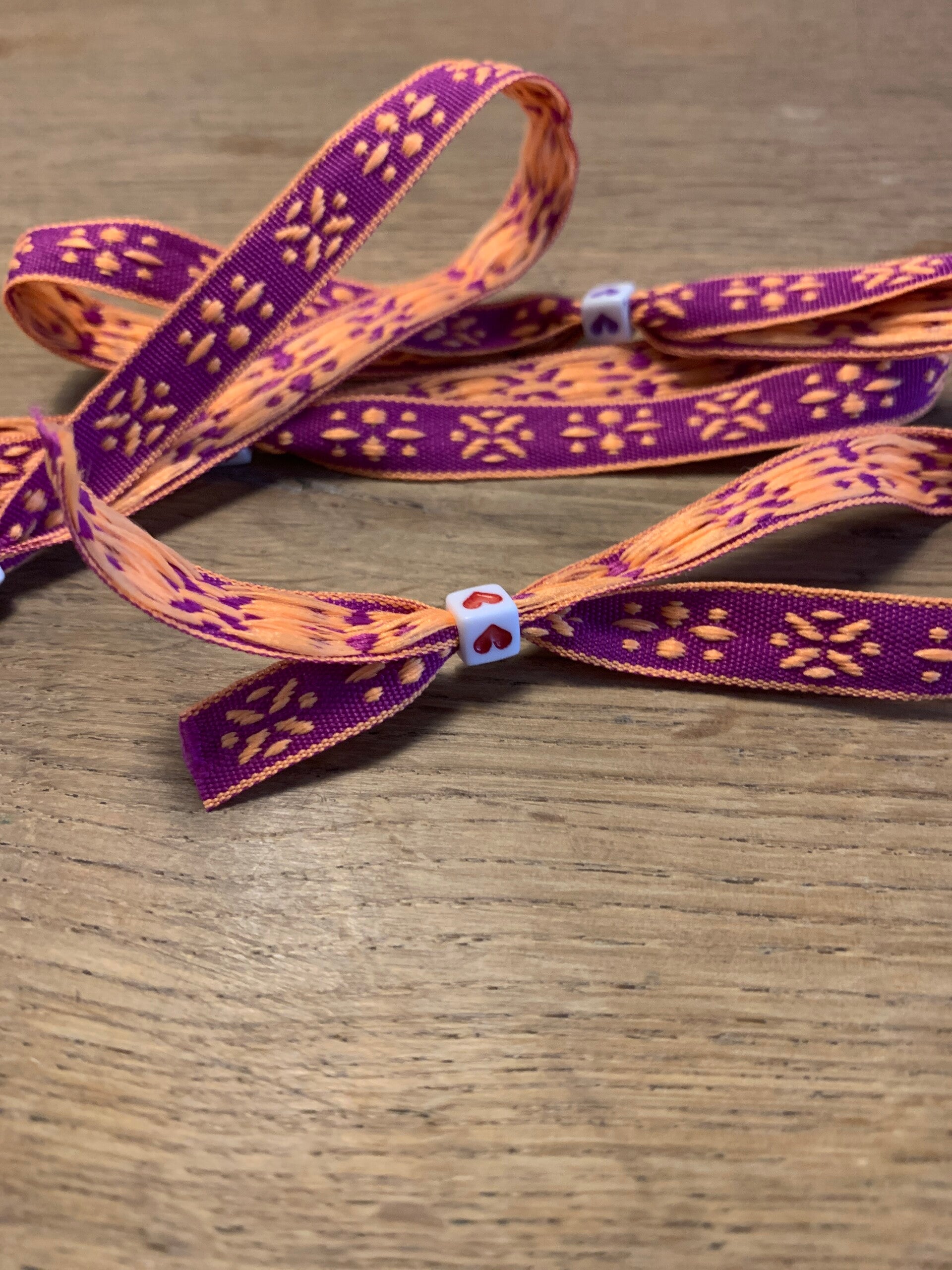 Oranje met paars Lind armband