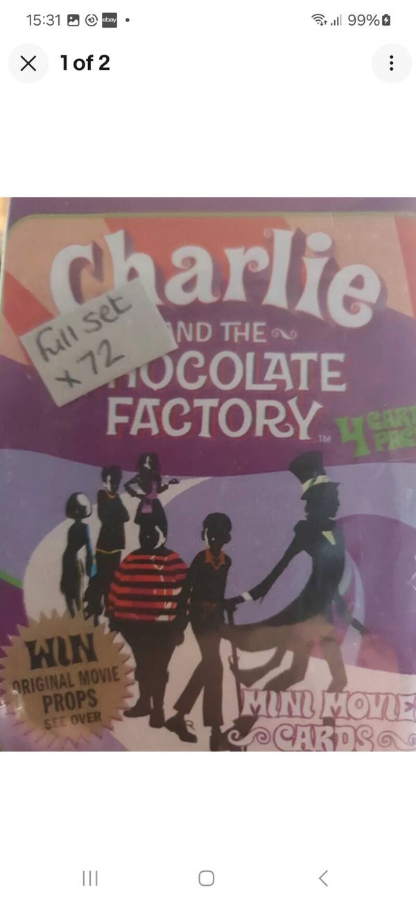 CHARLIE AND THE CHOCOLATE FACTORY MINI MOVIE CARDS FULL SET X72