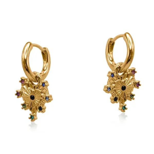 Big Metal Sirens Heart Huggie Earrings - GOLD