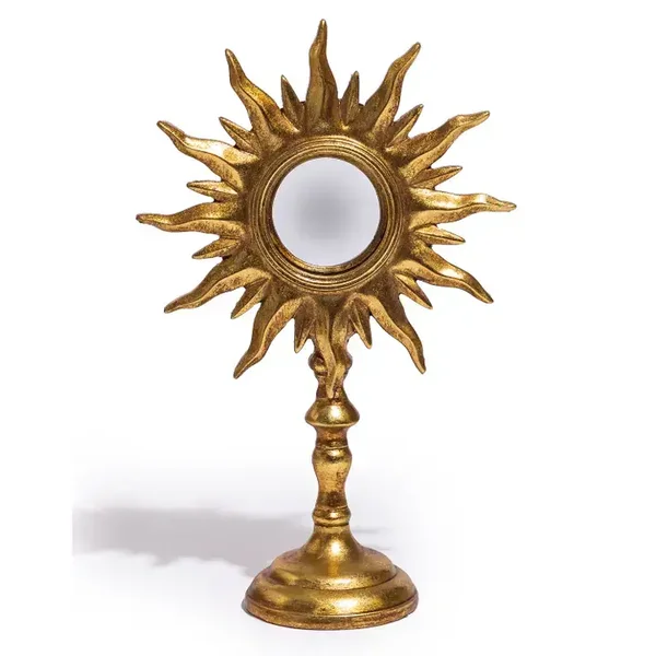Antique Gold Sunburst Mirror On Stand