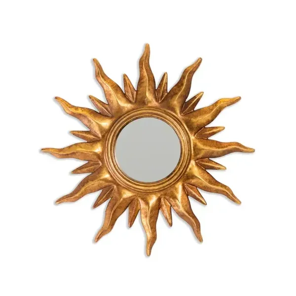 Antique Gold Sunburst Framed Small Convex Mirror