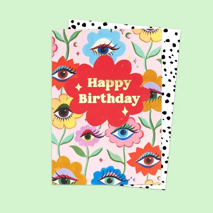 Eleanor Bowmer Flower Eyes Birthday Card