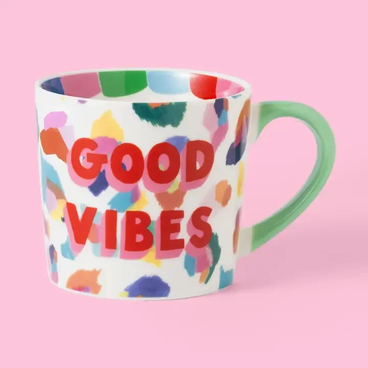 Eleanor Bowmer 'Good Vibes' Painted Leopard Mug
