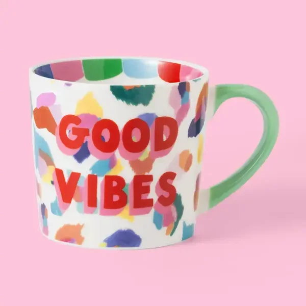 Eleanor Bowmer 'Good Vibes' Painted Leopard Mug