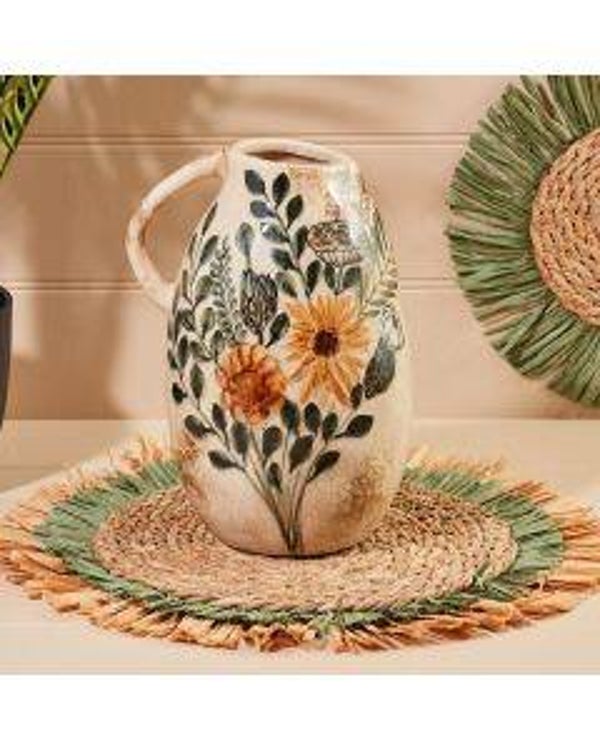 Floral Eucalyptus Handpainted Urn
