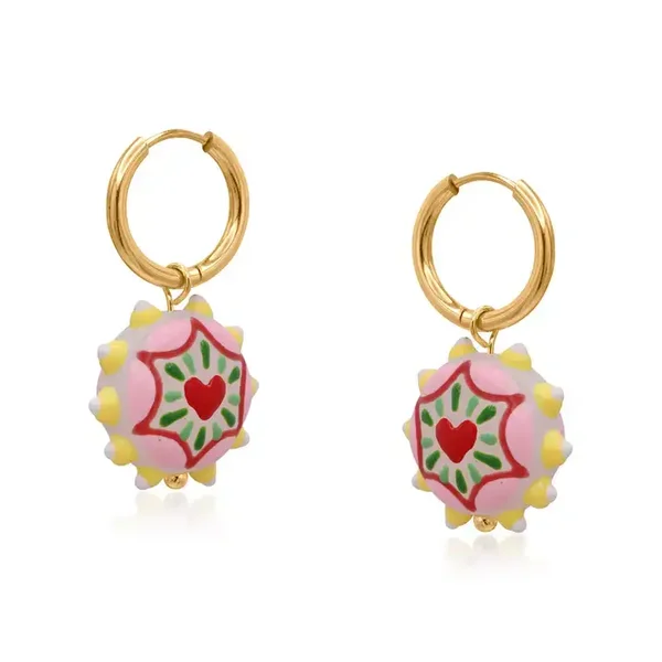 Big Metal Heart Vivid Charm Petite Earrings