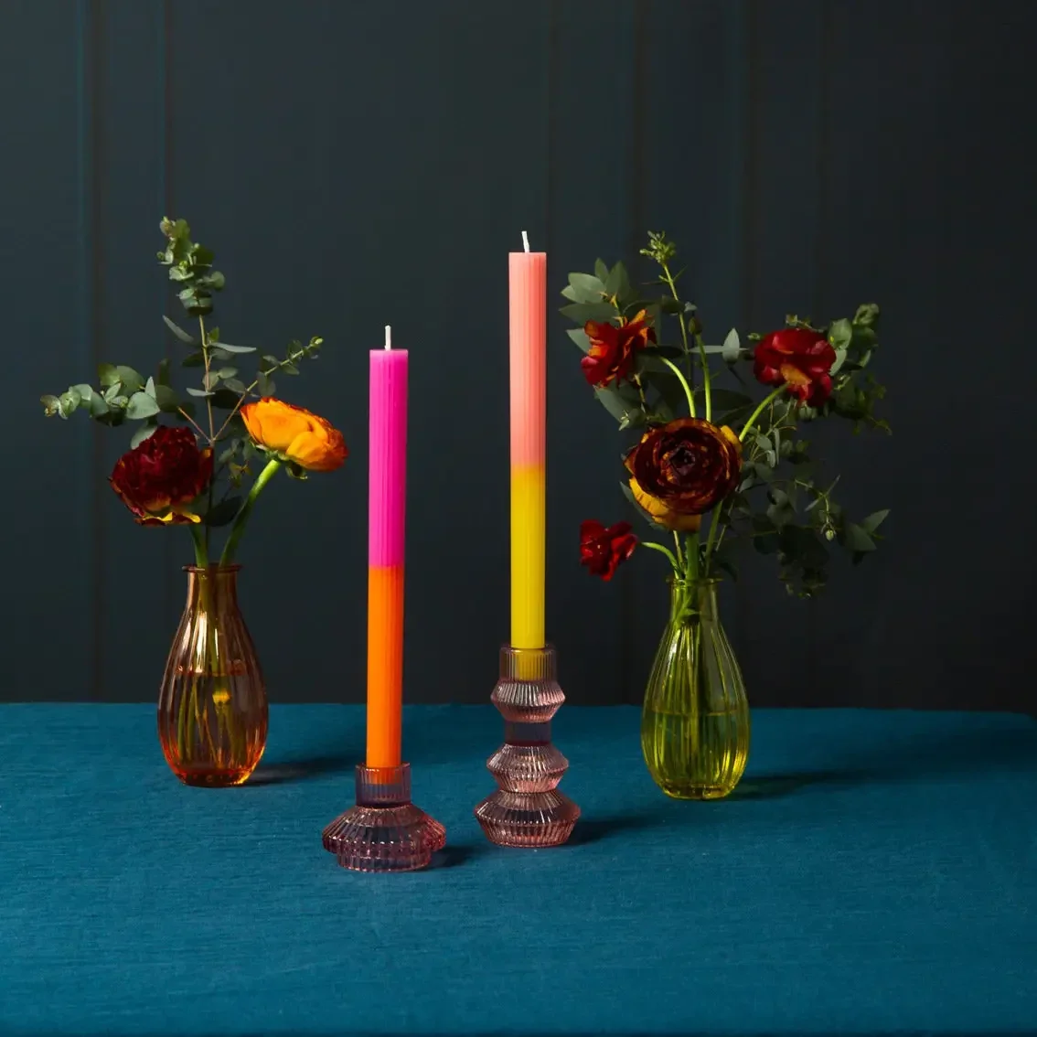 2 Tone Pink Ombre Wax Dinner Candles
