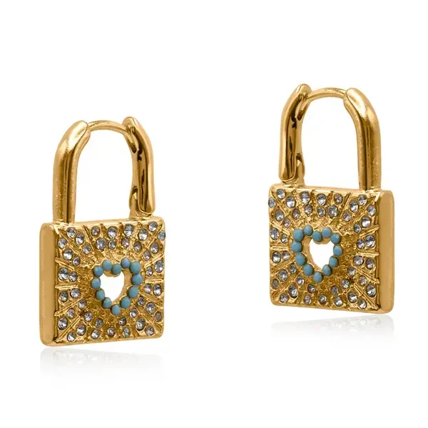 Big Metal Sirens Padlock Huggie Earrings