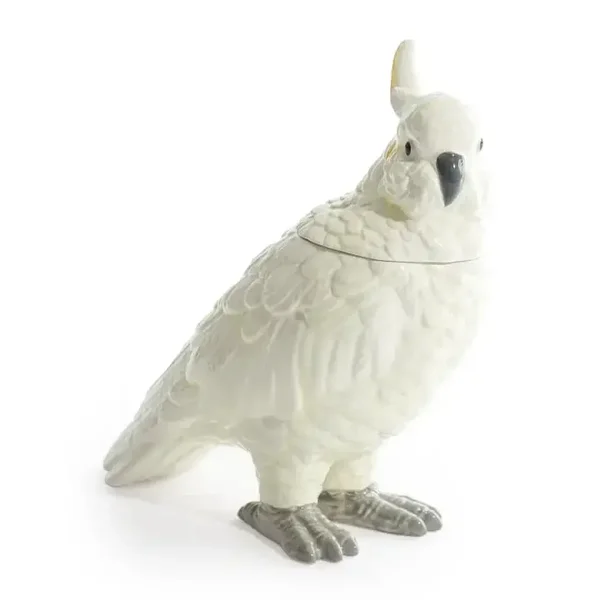 White Ceramic Parrot Storage Jar