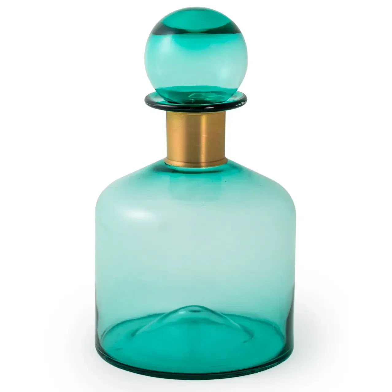 Large Glass Apothecary Bottle with Brass Neck