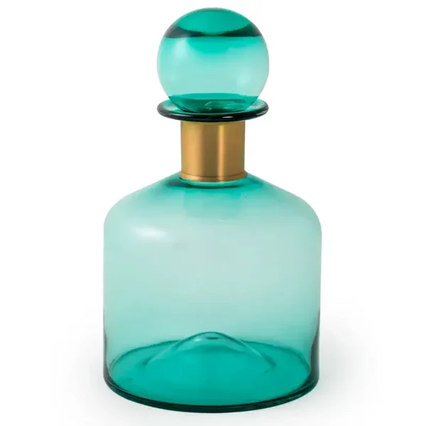 Large Glass Apothecary Bottle with Brass Neck