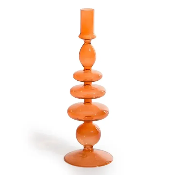 Burnt Orange Glass Candle Holder
