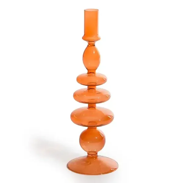 Burnt Orange Glass Candle Holder
