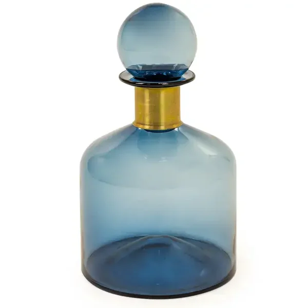 Large Glass Apothecary Bottle with Brass Neck