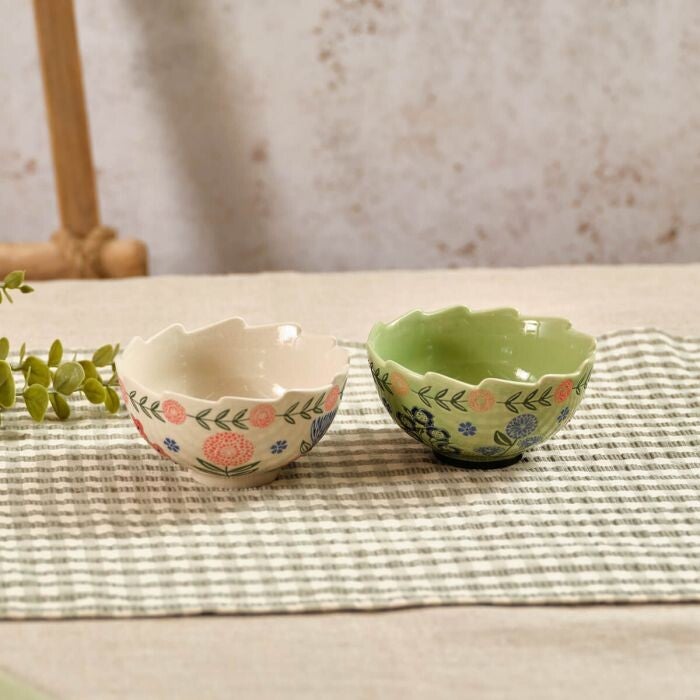 Flourish & Foliage Stoneware Embossed Bowls