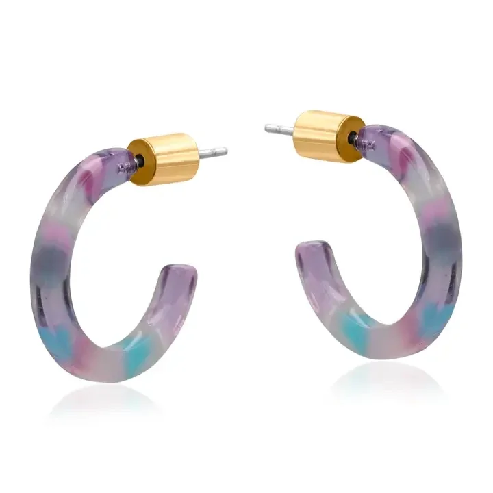 Big Metal Melpomene Petite Hoop Resin Earrings
