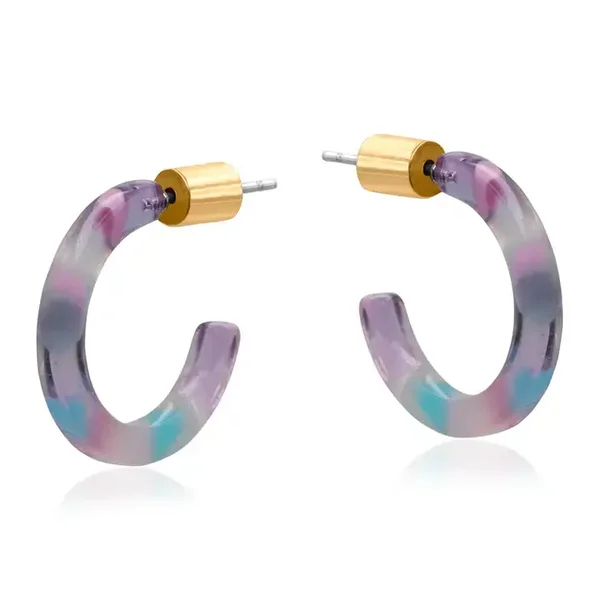 Big Metal Melpomene Petite Hoop Resin Earrings