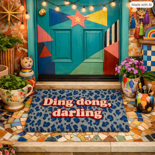 'Ding dong darling' Leopard print doormat