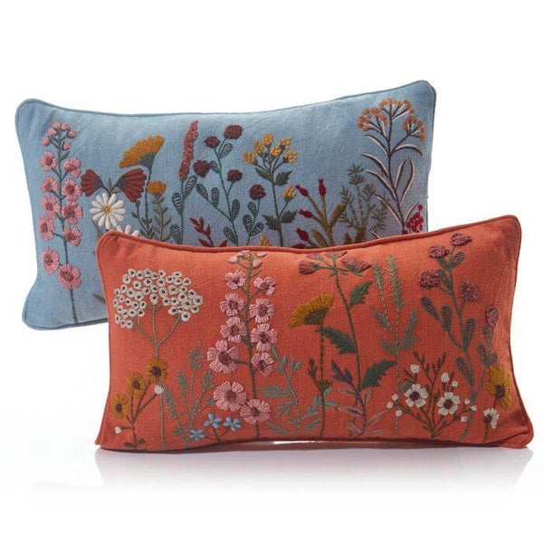 Floral Rectangular Cushion - Orange