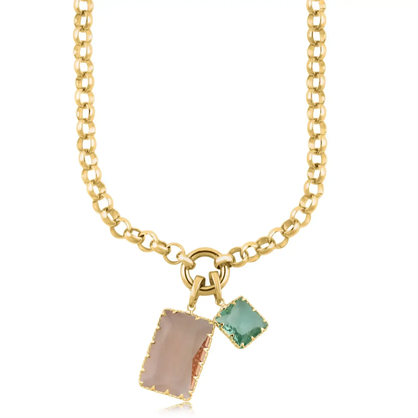 Big Metal Cosette Alure 2 Baguette Plated Brass Belcher Chain Necklace