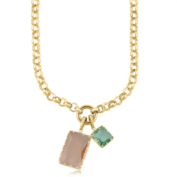 Big Metal Cosette Alure 2 Baguette Plated Brass Belcher Chain Necklace
