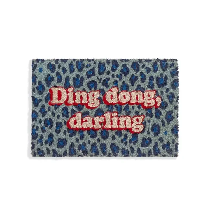 'Ding dong darling' Leopard print doormat