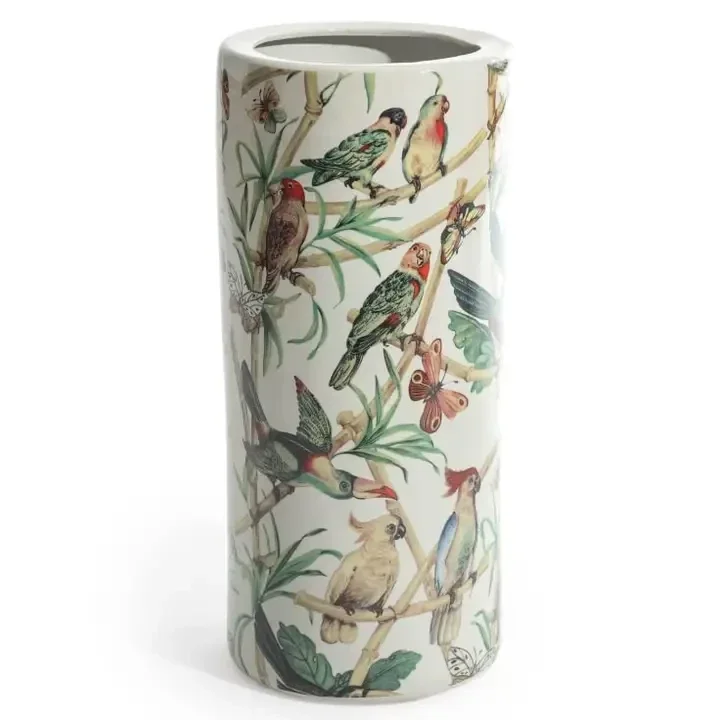 Ceramic Amazonian Birds Umbrella Stand