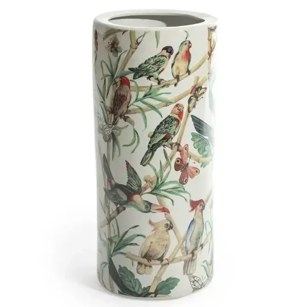 Ceramic Amazonian Birds Umbrella Stand
