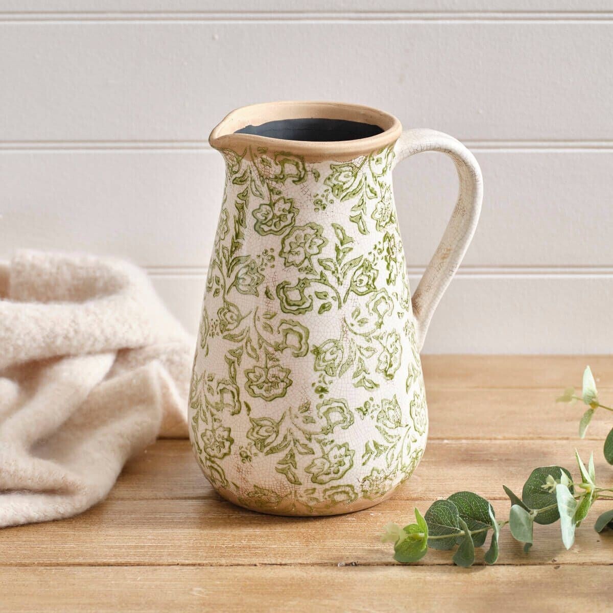 Large Stoneware Toile De Jouy Decorative Jug