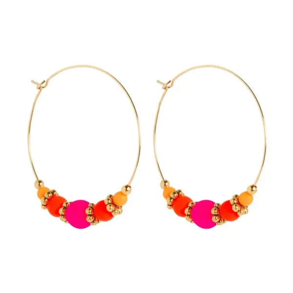 Neon Beaded Hoop Earrings