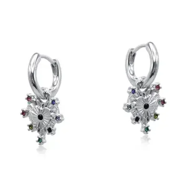 Big Metal Sirens Heart Huggie Earrings - SILVER