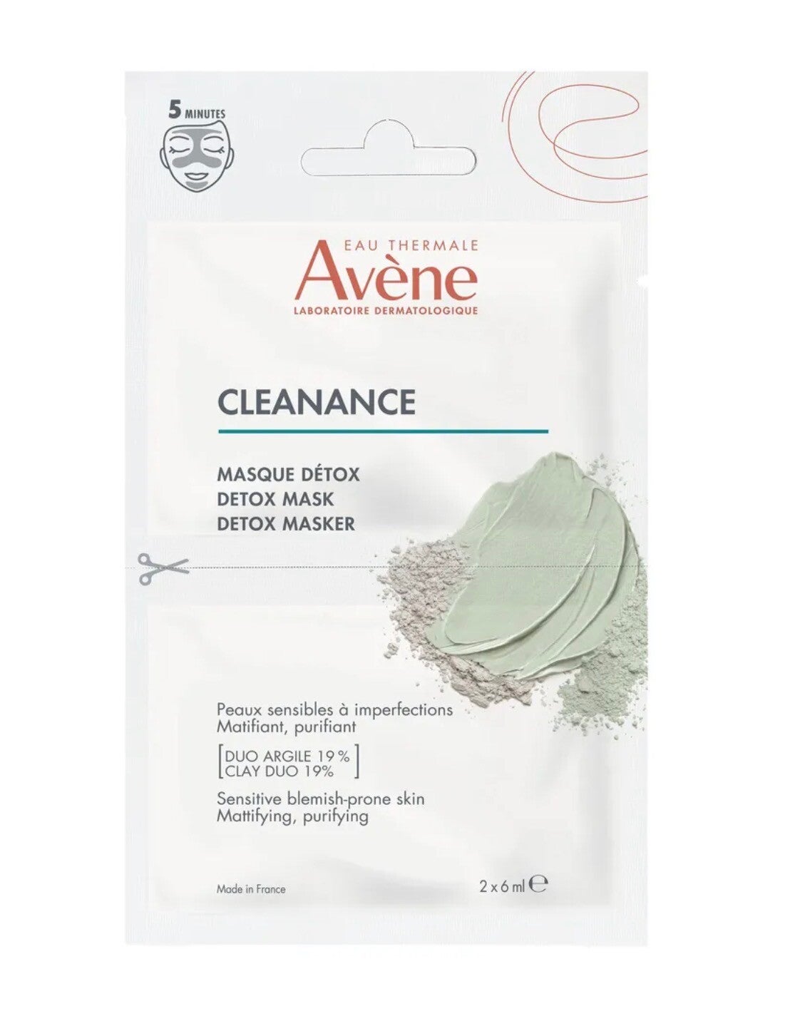 Avène – Cleanance Masque Detox Mattifiant Purifiant – 2 x 6 ml