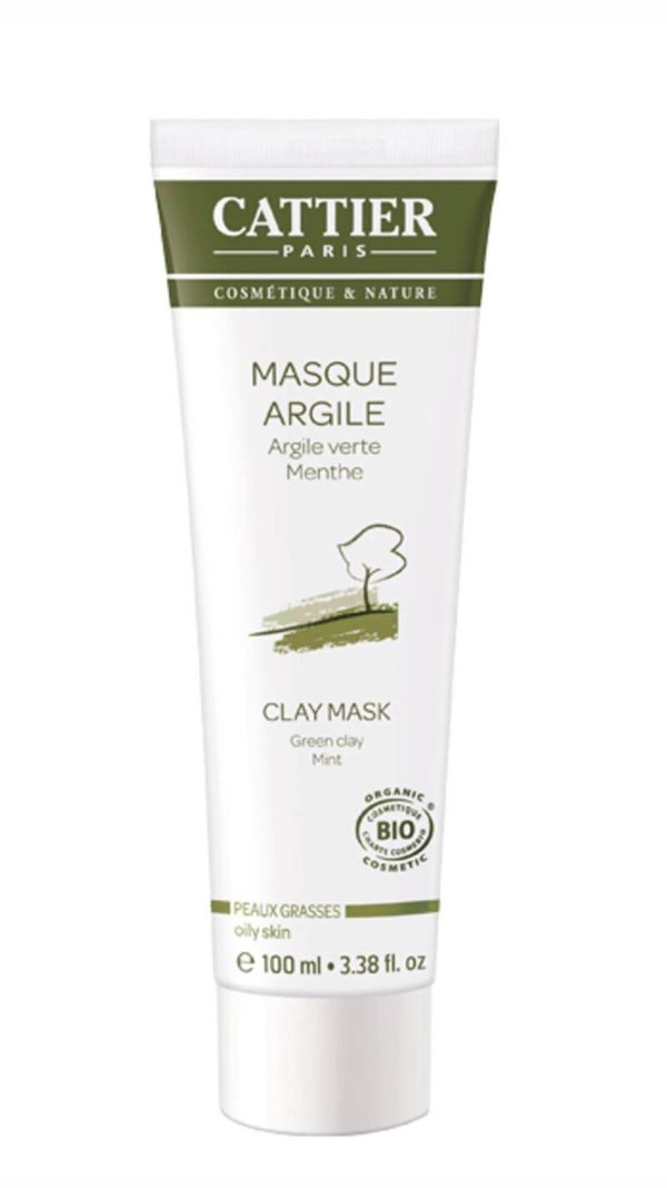 Cattier – Masque Visage Argile Verte Bio Peaux Mixtes à Grasses – 100 ml