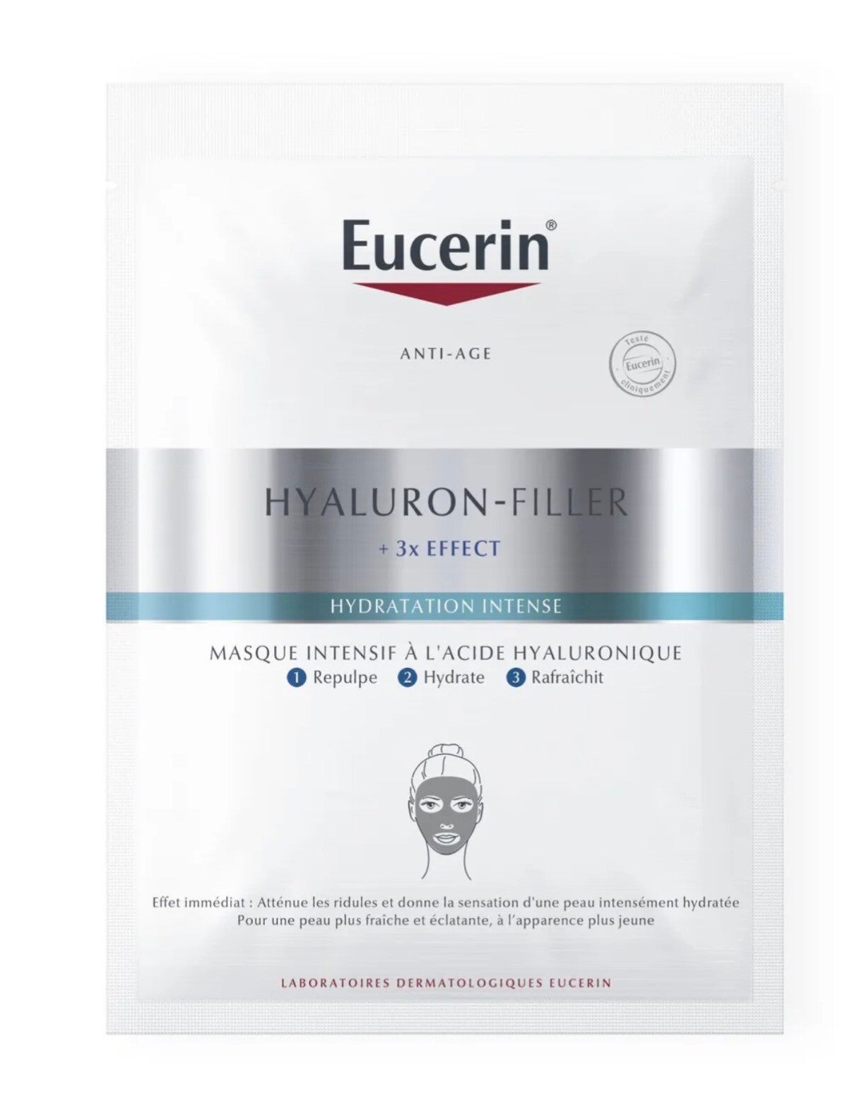 Eucerin – Hyaluron-Filler +3x Effect Masque Intensif à l’Acide Hyaluronique – Hydratation Intense Anti-Rides & Anti-Âge – 1 Pièce