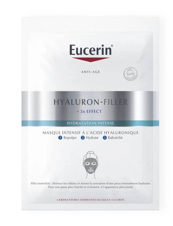Eucerin – Hyaluron-Filler +3x Effect Masque Intensif à l’Acide Hyaluronique – Hydratation Intense Anti-Rides & Anti-Âge – 1 Pièce
