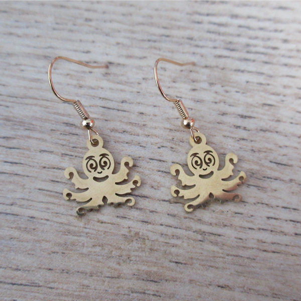 Oorbellen Octopus Goudkleurig
