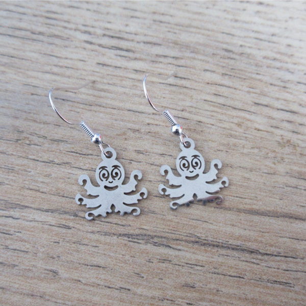 Oorbellen Octopus Zilverkleurig