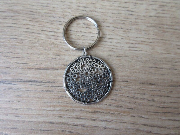 Sleutelhanger Cirkel met Bloemen